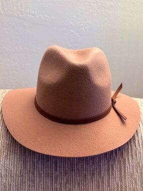House of Harlow 1960 Blush Wool Fedora Hat Wide Brim NWOT Boho